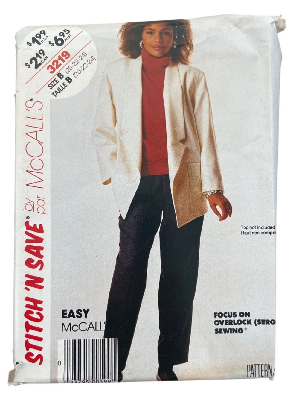 Vintage 80s McCalls 3219 Sewing Pattern Size 20-22-24 Misses Jacket Pants UNCUT